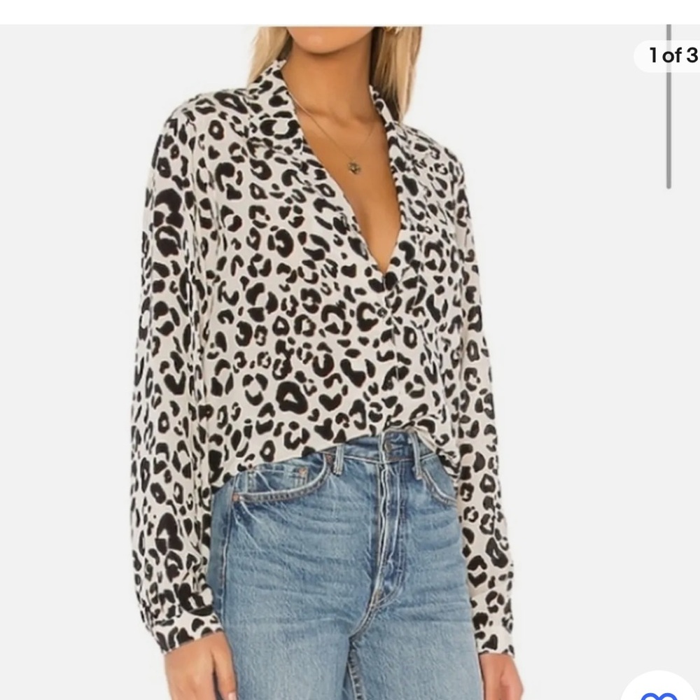 Anine Bing silk leopard blouse